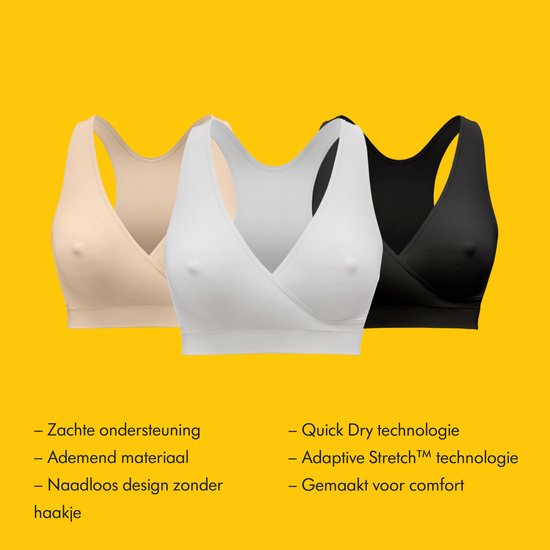 Soutien-gorge de nuit Medela Keep Cool Sleep - Soutien-gorge de nuit sans coutures - Soutien-gorge de grossesse - Soutien-gorge d'allaitement avec 2 zones respirantes - Tissu Soft Touch - Noir - Taille S