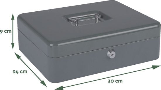 BRASQ Tirelire - Coffre à clés - Coffre à 5 compartiments Trieur de pièces - Acier - 30x24x9 cm Gris