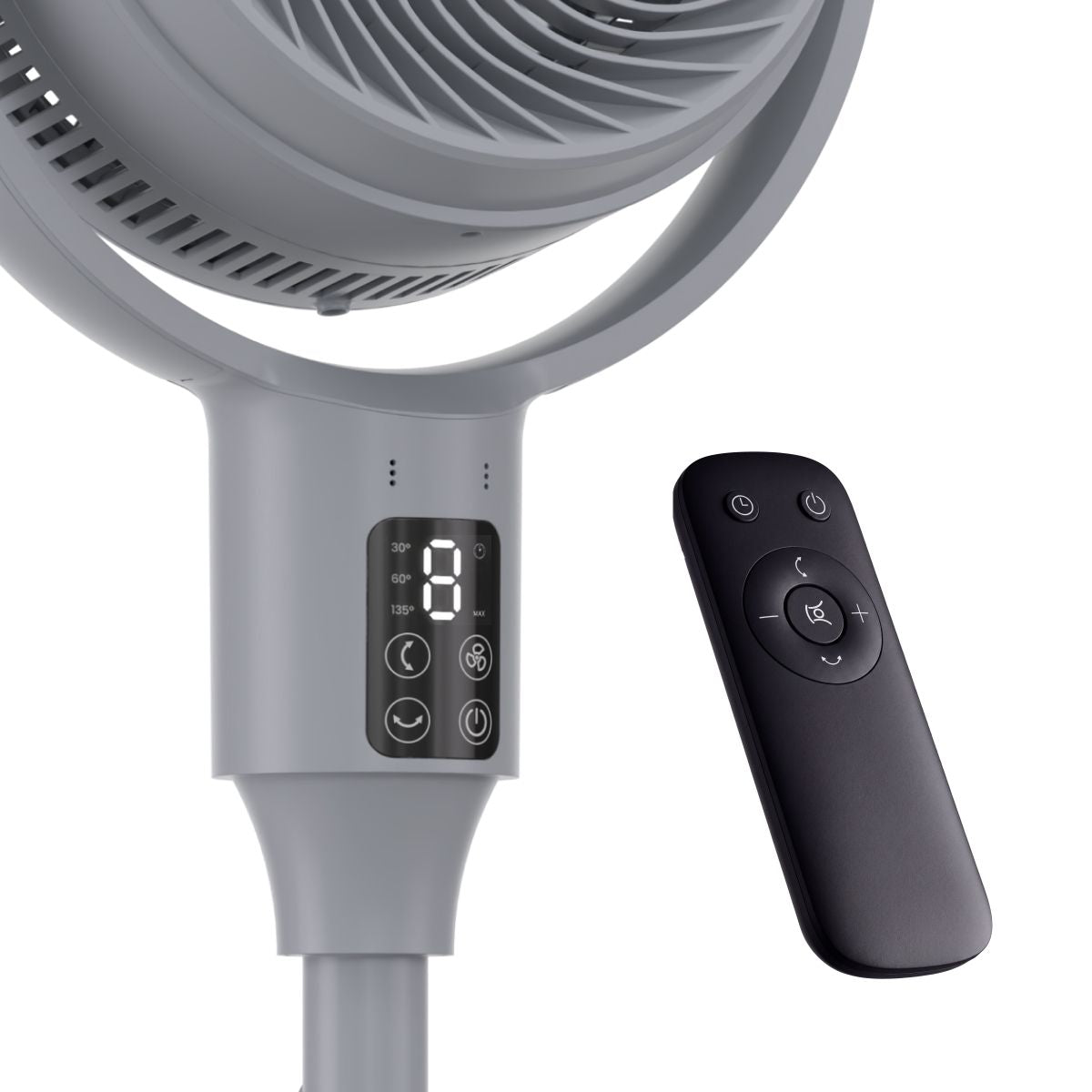 Ventilateur sur pied Auronic - 59/108 cm - 9 vitesses - Oscillation à 90° - Télécommande - Silencieux - Gris