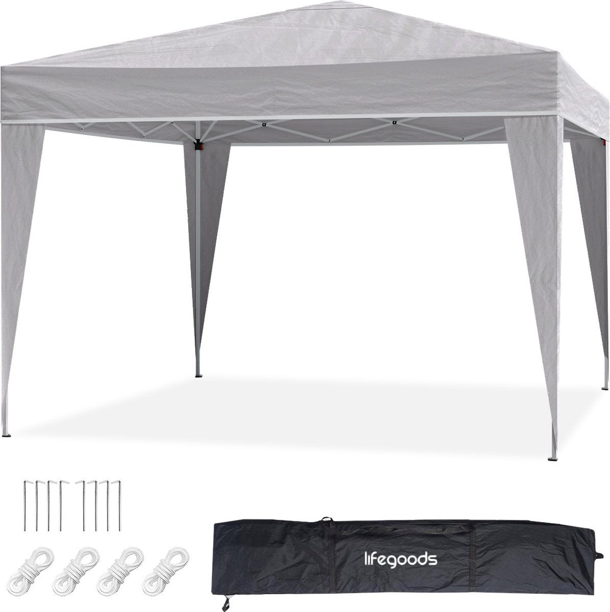 Tente de jardin - LifeGoods -  Imperméable - Avec sac de transport - 3x3 m - Gris