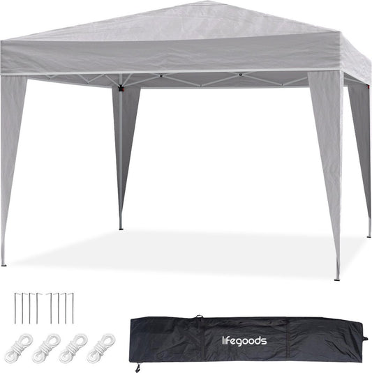 Tente de jardin - LifeGoods -  Imperméable - Avec sac de transport - 3x3 m - Gris