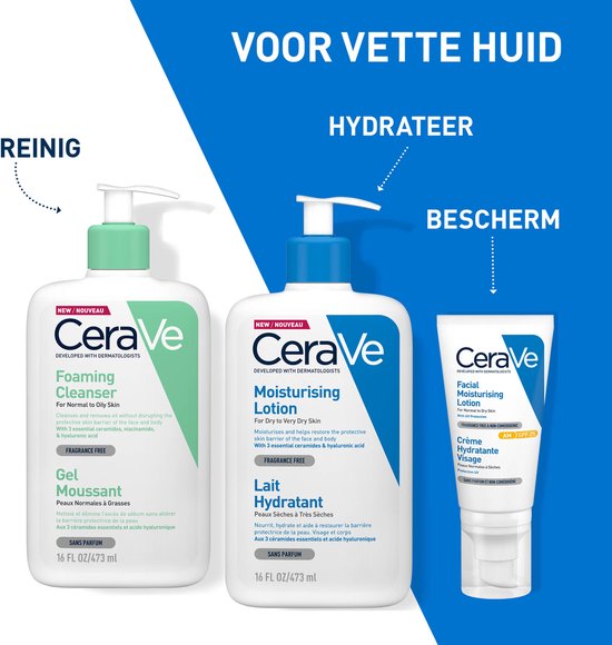Gel nettoyant moussant CeraVe - pour peaux normales à grasses - 473 ml