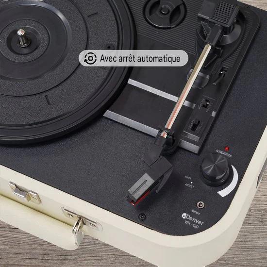 Denver Record Player - Haut-parleurs et amplificateur intégrés - Logiciel PC inclus - Auto-stop - Retro - VPL130