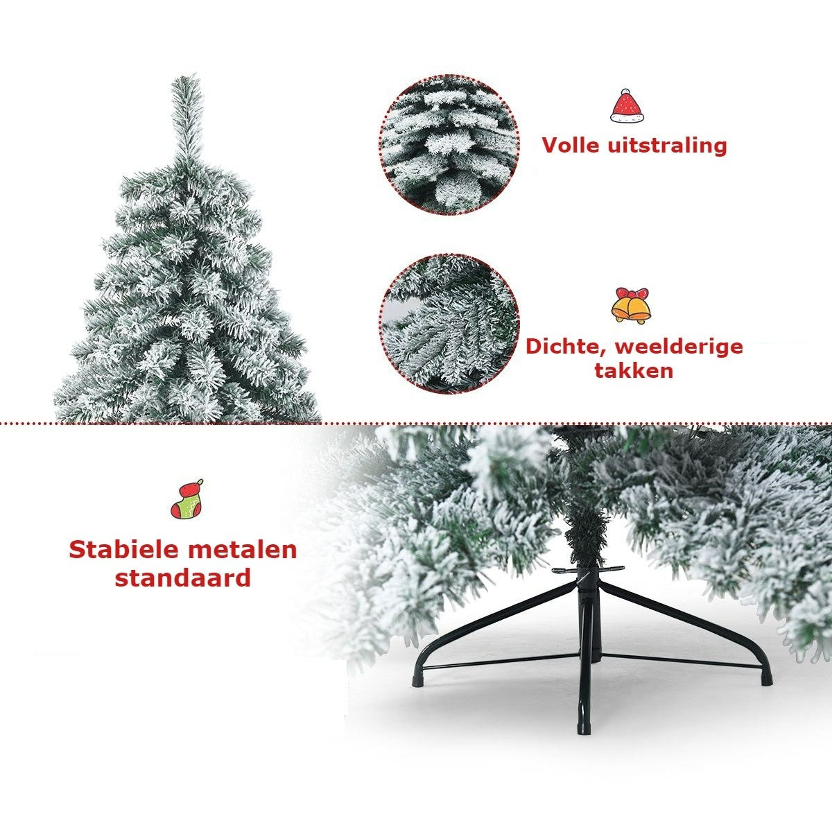 Coast Arbre de Noël - Avec flocons de neige - Vert + Blanc - 180 cm