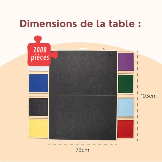 Table de puzzle XL – DIYDash – 2000 pièces – système de rangement – pliable