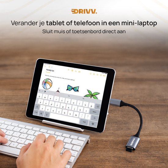 Drivv. Adaptateur USB-C vers USB-A OTG - Convertisseur USB-C vers USB - Adaptateur USB-C - Ordinateur portable - Téléphone - Gris