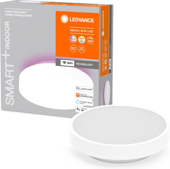 LEDVANCE Luminaire : pour plafond, DECORATIVE PLAFOND BACKLIGHT WITH WIFI TECHNOLOGY / 28 W, 22-...24- V, angle de rayonnement : 11-, RGBTW, 3-65- K, matériau du boîtier : acier, IP2-