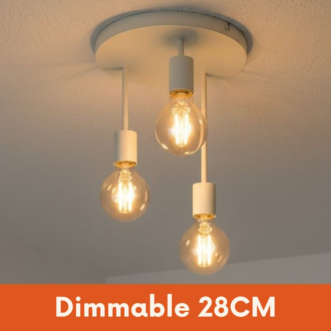 Plafonnier Nolt - 3x E27 Lampe - Industriel - Taupe - ⌀ 28cm - Beige