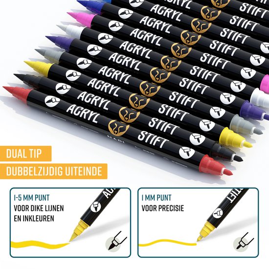 NAPI 72 marqueurs acryliques Dual Tip - Twinmarkers - Marqueurs peinture Happy Stones - Peinture sur pierre avec marqueurs peinture acrylique - Adultes et enfants - 5 modèles de mandalas inclus
