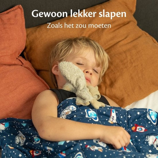 Ella® Couverture lestée pour enfant 3,2kg - 100 x 150cm - Couverture lestée - OEKO-TEX Coton - Espace & Astronautes