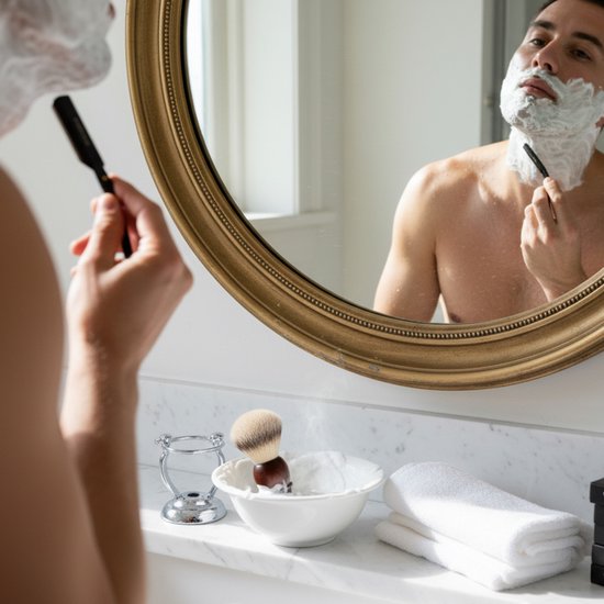 Rasoir ouvert ProTrue avec 100 lames - Rasoir de barbier classique - Shavette - Rasoir de sécurité - Rasoir ouvert pour hommes