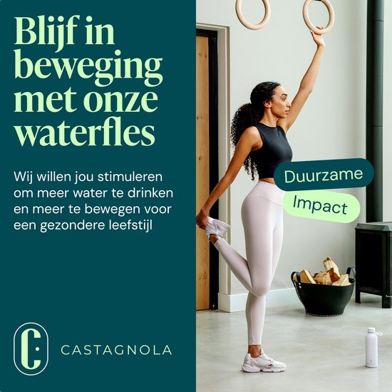 Bouteille d'eau Castagnola - Bouteille en acier inoxydable 500 ML - Thermos en acier - Bouteilles à boire pour adultes - Double paroi - Blanc