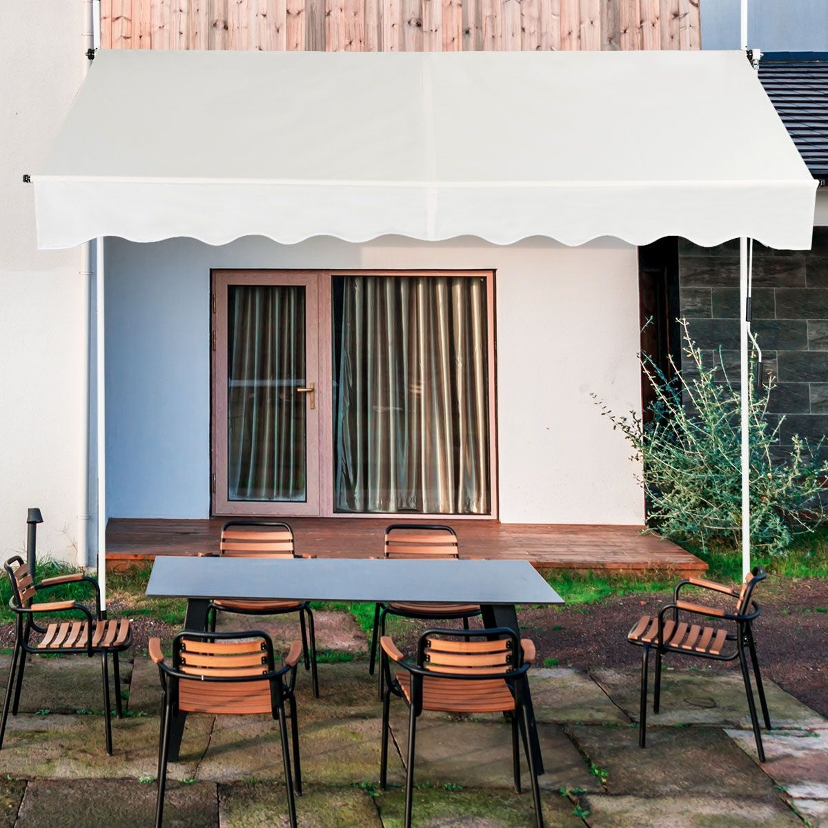 Coast Auvent extensible Auvent de soleil avec réglage manuel de la hauteur par manivelle 250 x 120 cm beige