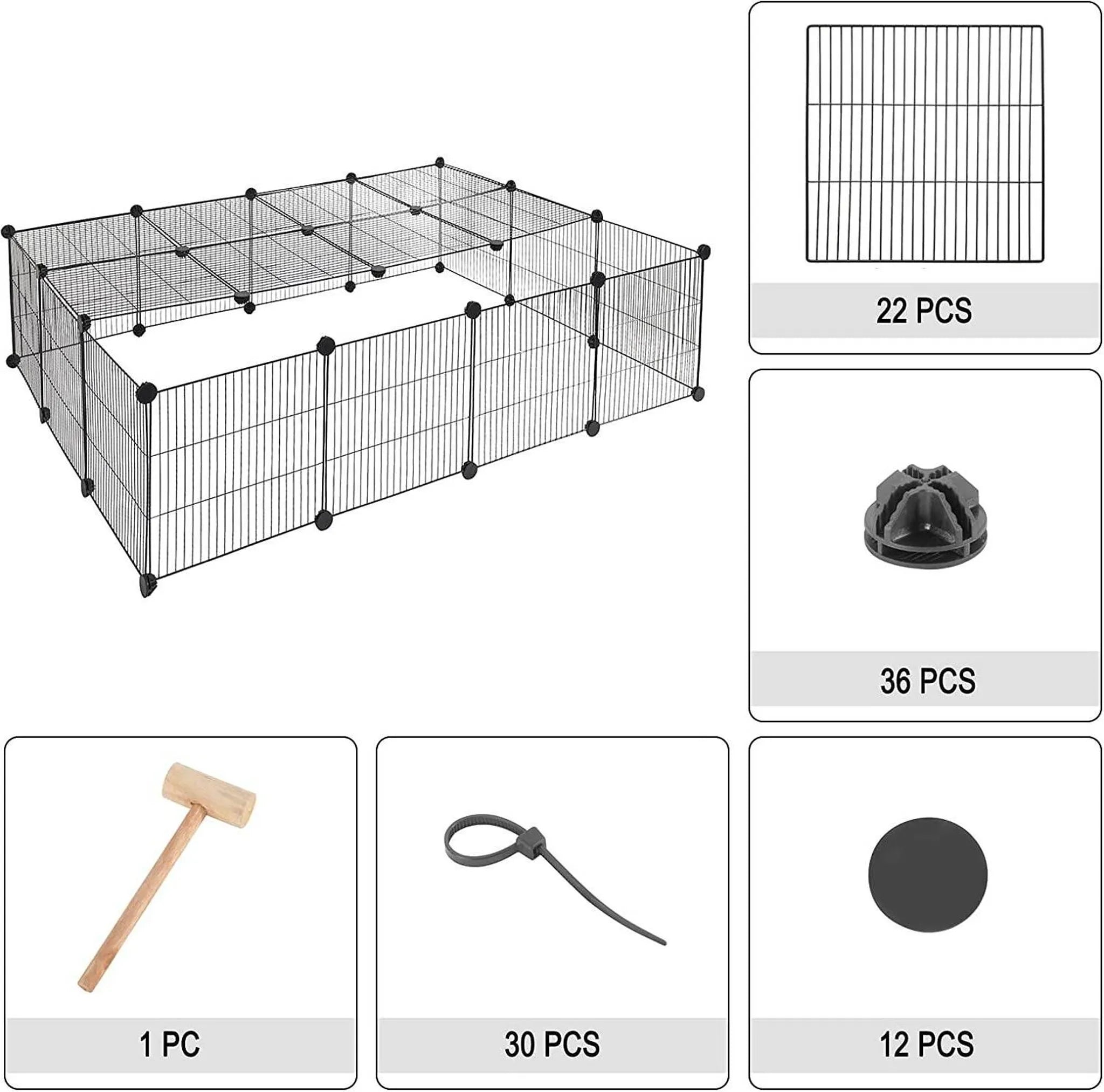 EUGAD Enclos d'extérieur pour chiots - kit à monter soi-même - noir - 147 x 111 x 37 cm