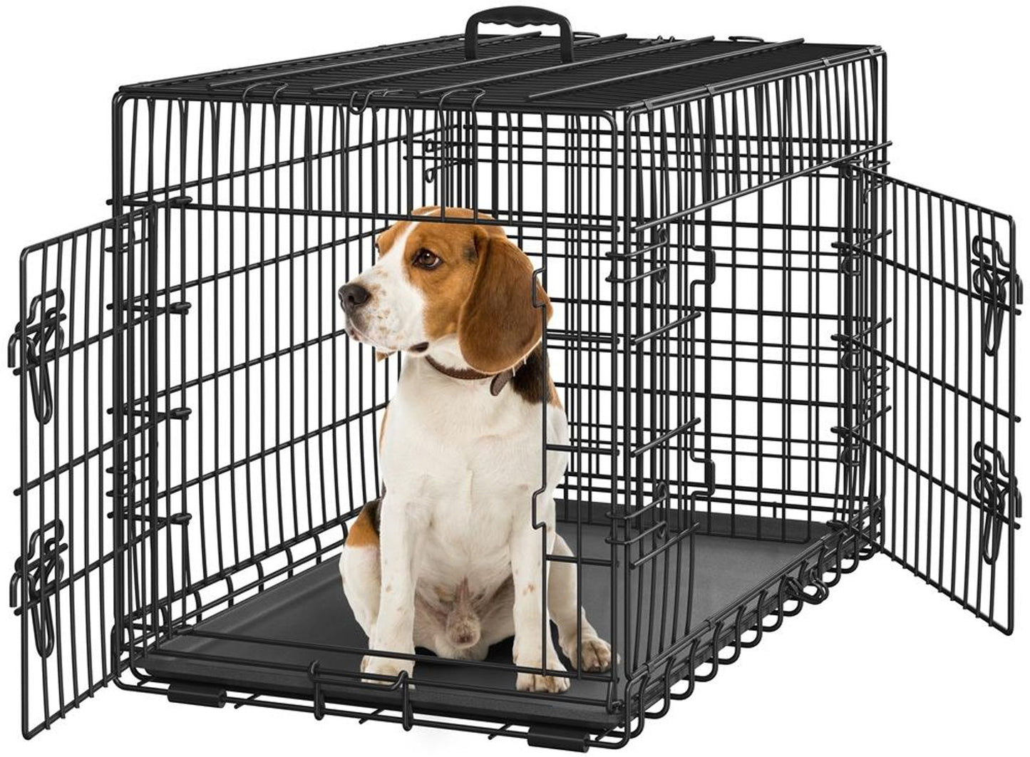 Cage pliable pour chien Yaheetech 90 x 56 x 63 cm - Noire - Avec cloison, tiroir de fond et 2 portes