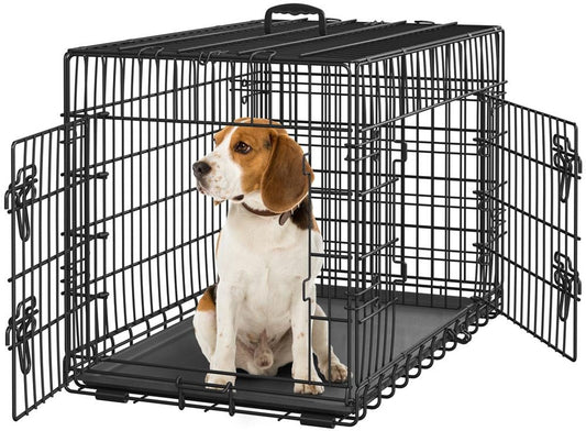 Cage pliable pour chien Yaheetech 90 x 56 x 63 cm - Noire - Avec cloison, tiroir de fond et 2 portes