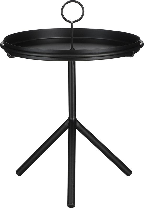 Table d'appoint Aston - Mica Decorations - avec plateau amovible - H40 x Ø31 cm - Métal - Noir