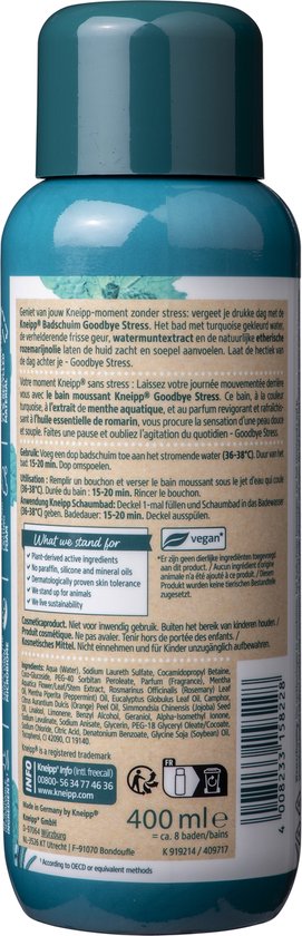 Kneipp Goodbye Stress - Mousse de bain - Menthe aquatique et romarin - 400 ml