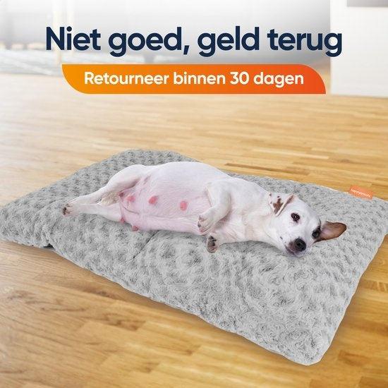 Happysnuts Dog Cushion 90 x 60cm - Lit pour chien - Donut Dog Bed - Fluffy - Grey - Washable