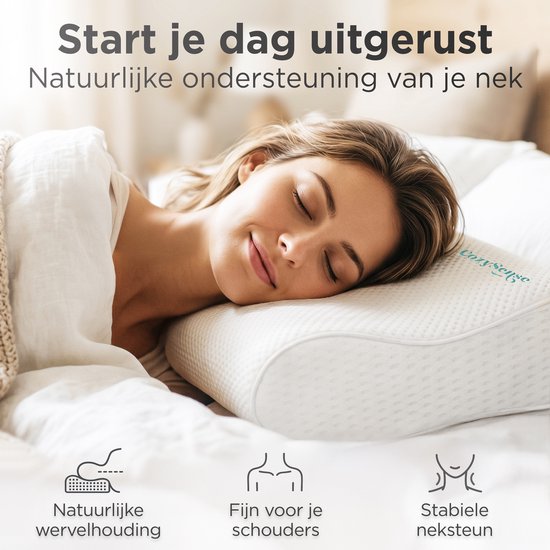 Oreiller ergonomique CozySense® - Oreiller réglable en mousse à mémoire de forme - Oreiller de sommeil en mousse à mémoire de forme - Dormir sur le côté, le dos et le ventre - Système à 3 couches - Orthopédique - Enveloppe en bambou
