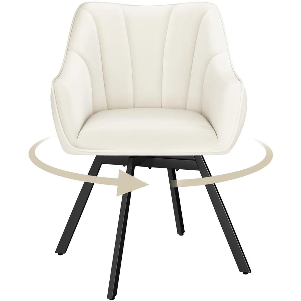 Chaise de salle à manger Yaheetech avec accoudoirs – Beige – 55 x 58,5 x 82 cm – Pivotante à 360° avec revêtement en velours