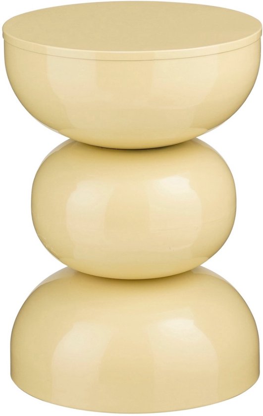 Mica Decorations Luna Table d'appoint - Table d'appoint ronde H46 x Ø32 cm - Petite table en fer pour chambre ou salon - Table de chevet ou table pour plantes - Beige