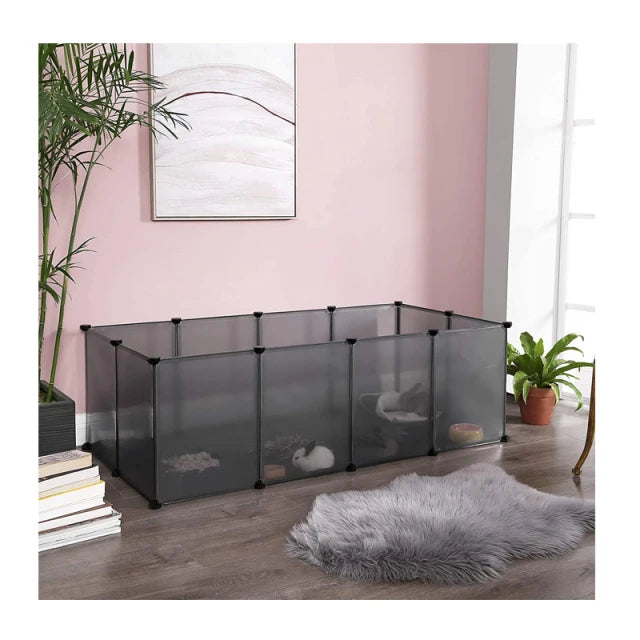 Cage multifonctionnelle pour animaux de compagnie et parc d'entraînement Songmics – 143 x 71 x 47 cm – Gris, avec 20 panneaux