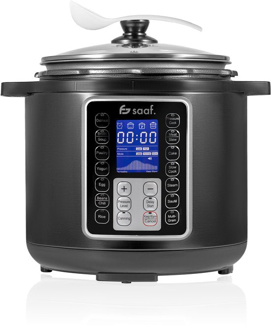 Multicuiseur - Ensemble de 11 pièces - 6L - 12 programmes automatiques - Mijoteuse, cuiseur à riz, cuiseur à vapeur, autocuiseur - Gris - de Saaf