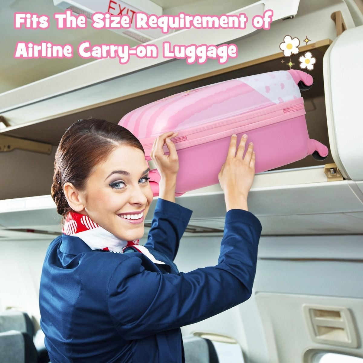 Coast valise + sac à dos pour enfants - licornes - 2 pièces - bagage à main - rose