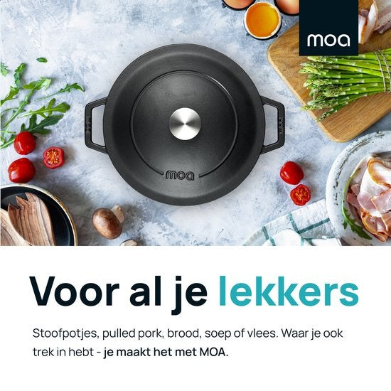 MOA Casserole - Fonte - Capacité 5,7 litres - 26CM - Ronde - Toutes sources de chaleur - Egalement pour induction - Poids 5,8 kg - Noire - C26B