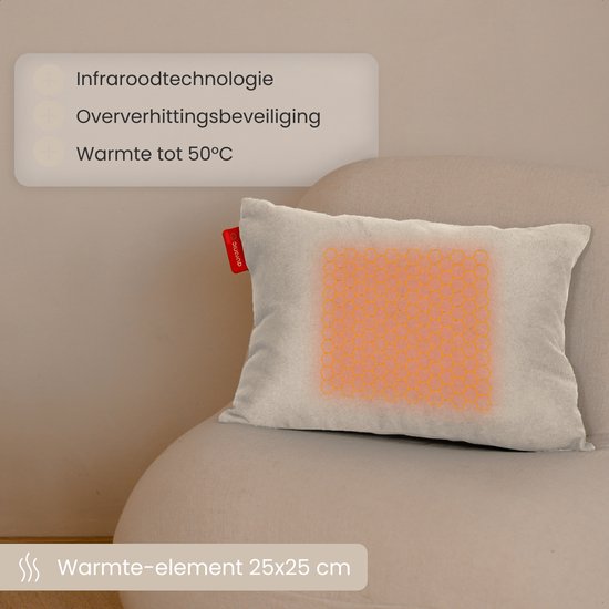Auronic Heat Pillow - Classic - 45x60 - Sans fil - Rechargeable - Oreiller électrique - Infrarouge - Taupe