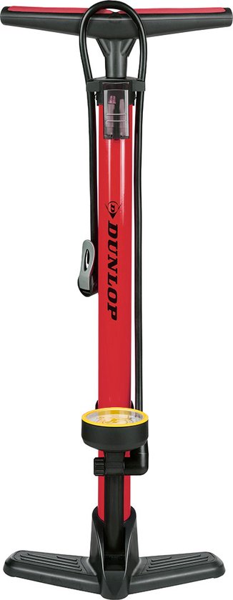 Pompe à vélo Dunlop avec manomètre - Pompe à vélo pour valve Dunlop, Schrader et française - Pompe sur pied avec adaptateurs pour jouets aquatiques et balles