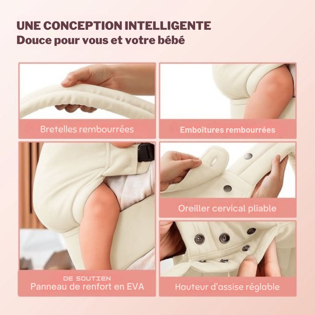 Porte-bébé Vulpes Goods® BabyCare - ergonomique 0-36 mois - ventral de luxe jusqu'à 20 kg - Coton OEKO-TEX® - Confort mains libres - Avec support dorsal et position M - Crème