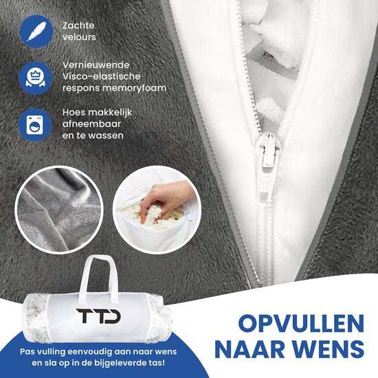 TTD® Premium XXL Coussin de lecture avec rouleau pour la nuque - Siège de lecture - Coussin de lecture pour le lit - Coussin de siège ergonomique avec rembourrage réglable - Coussin de livre - Comprend un mini-coussin supplémentaire - Velouté et doux - Ho