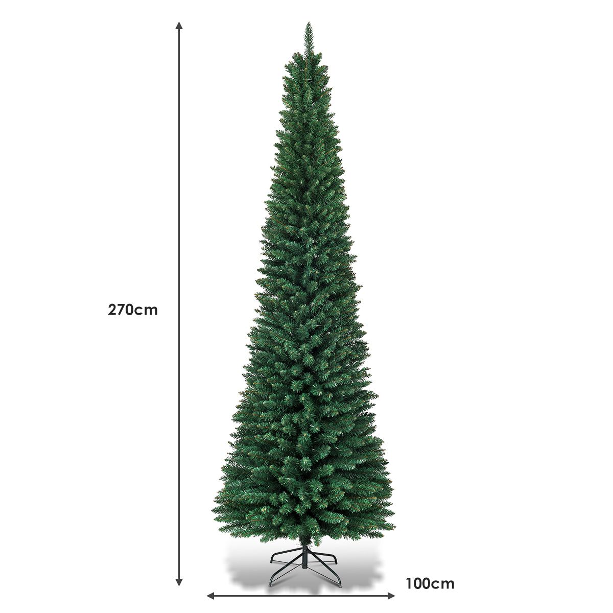 Coast Pencil Christmas Tree 270 cm Green - Sapin de Noël artificiel élégant avec pied en métal - 1500 branches