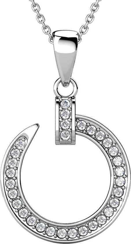 Yolora Collier Femme avec Pendentif Rond - Cristaux Kalpa Camaka - Argent - Plaqué Or Blanc 18K - Collier Femme Argent - Bijoux - Collier - Boîte Cadeau de Luxe - Boîte Cadeau - Boîte Cadeau - Bel Emballage Cadeau