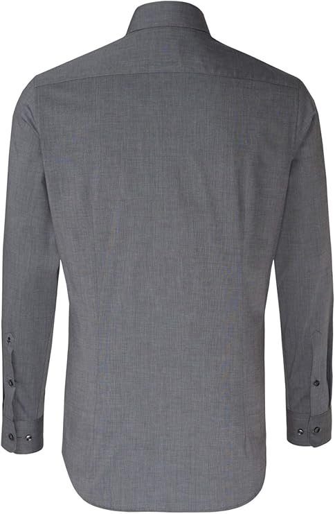 Seidensticker Chemise d'affaires pour hommes, slimfit, thermocollant, col Kent, manches longues, 100% coton, gris foncé, 43