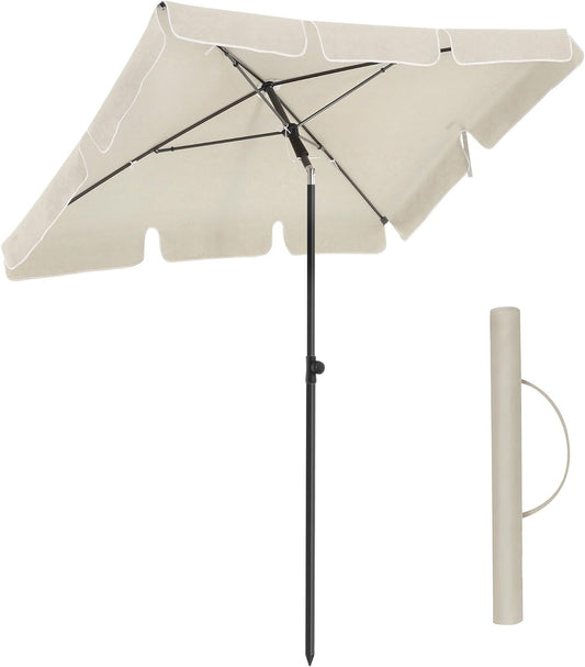 SONGMICS Parasol de balcon rectangulaire 200 x 125 cm, beige, protection UV jusqu'à UPF 50+, inclinable