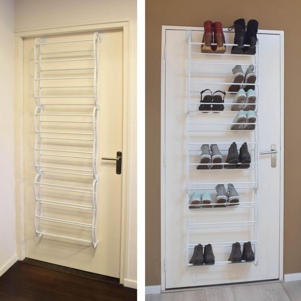 Organiseur à Chaussures Suspendu pour Porte – Extensible 182 cm, Gain de Place – Blanc | O'DADDY®