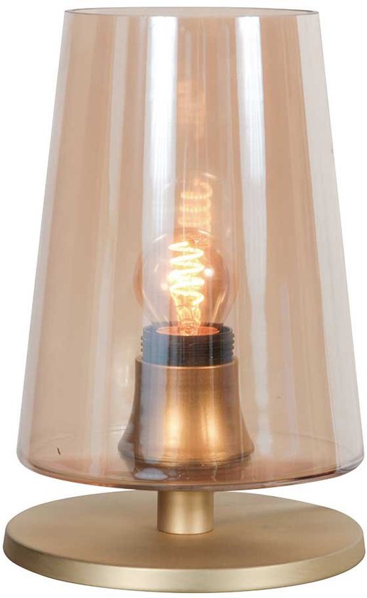 Lampe de table Ancilla 3103ME en laiton, douille E27, allumage/extinction par effleurement - Design classique de Steinhauer - Fabriquée en métal, verre et composants électroniques - Cordon de 180 cm - Pour usage intérieur