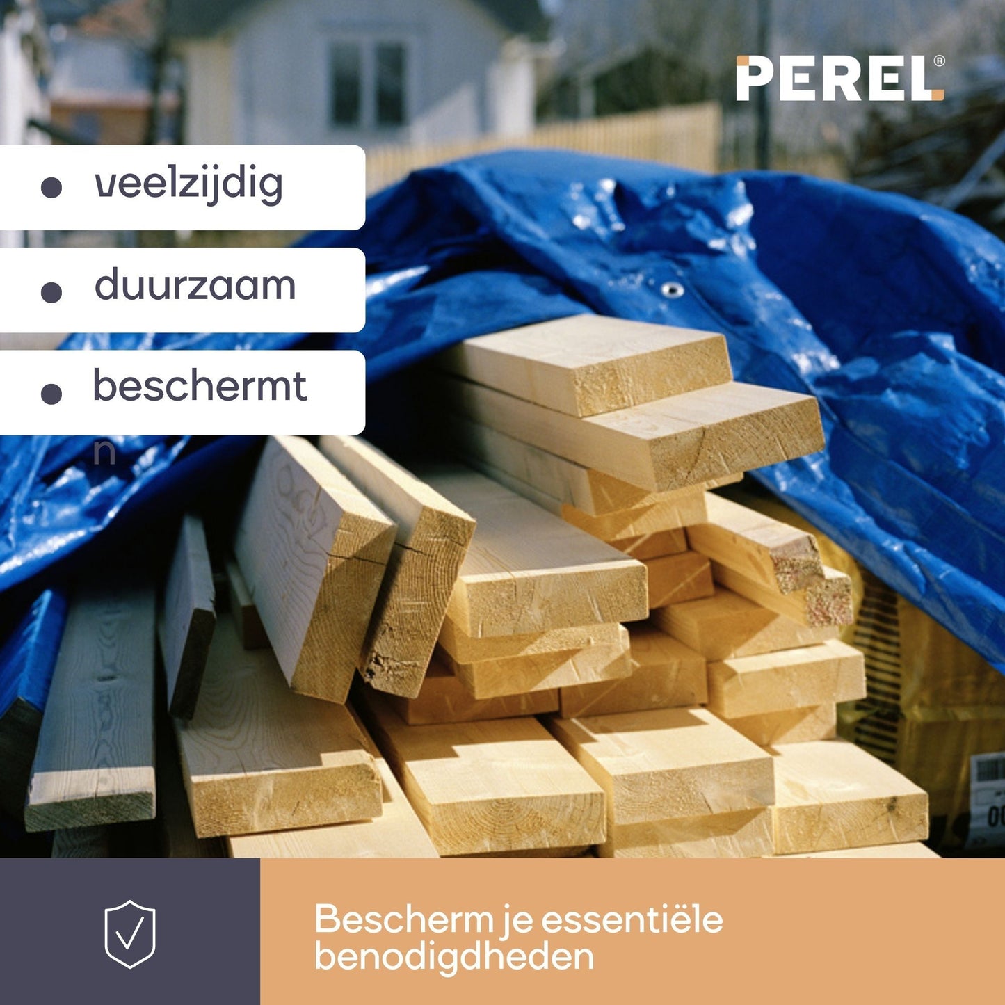 Bâche Perel - Bleu/Noir - Ultra résistante - 5 X 8 M