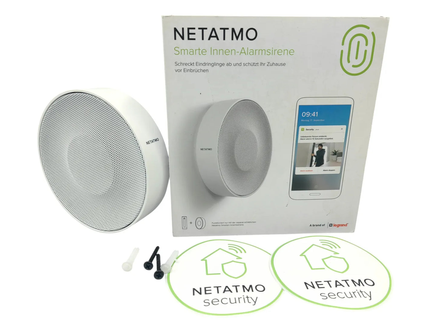 Netamo NIS01 Sirène anti-effraction - Sans fil - 110 dB Sound - 130 x 35 mm - Blanc