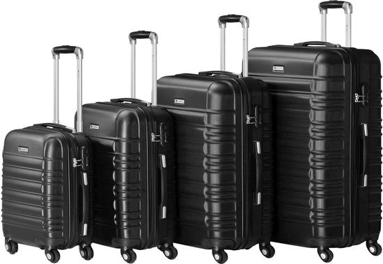 Trolley Travel Case Set / Suitcase Set Rome - 4-Piece - Black - ABS