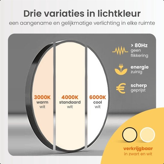Goliving Plafonnier - Plafonnier - Led - Extra fin - Lumière blanc chaud - Chambre - Salle de bain - Salon - Ø 23cm - Noir