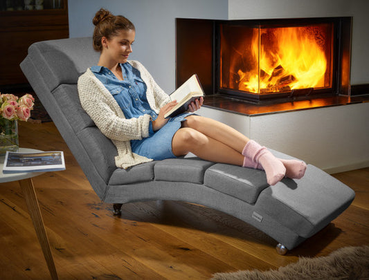 auteuil de Détente London – Tissu Gris Tressé, Charge 180 kg | Casaria