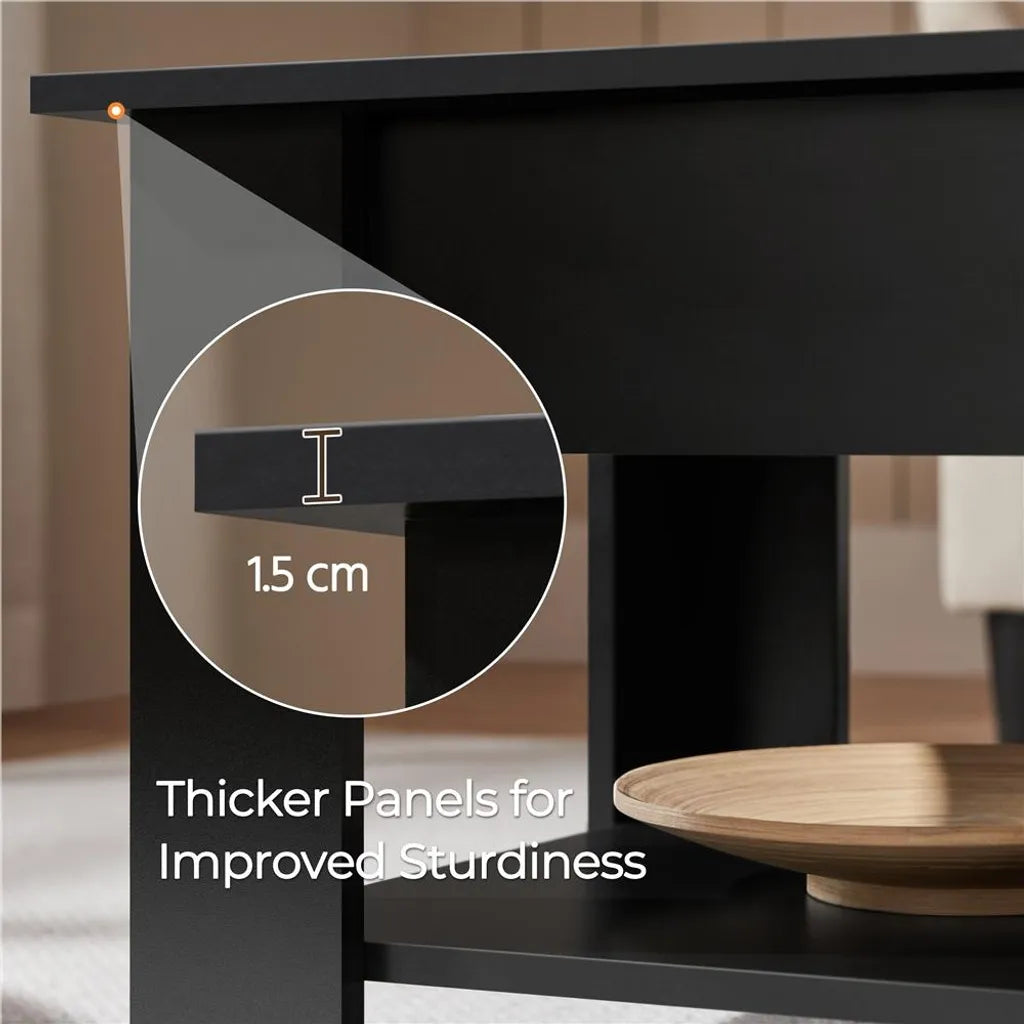 Table basse Yaheetech 120 x 59 cm - Noire - Table basse réglable avec espace de rangement et mécanisme de levage