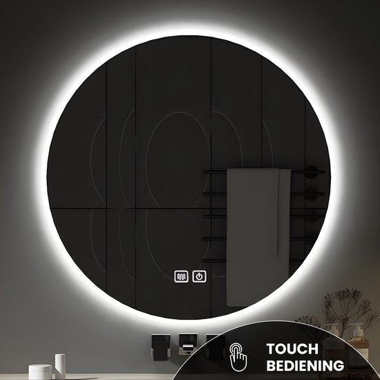 Bayt Miroir de salle de bain - Miroir de salle de bain avec éclairage - Miroir rond 60ø cm - Miroir de salle de bain avec chauffage - Miroir mural - Dimmable - Anti-buée