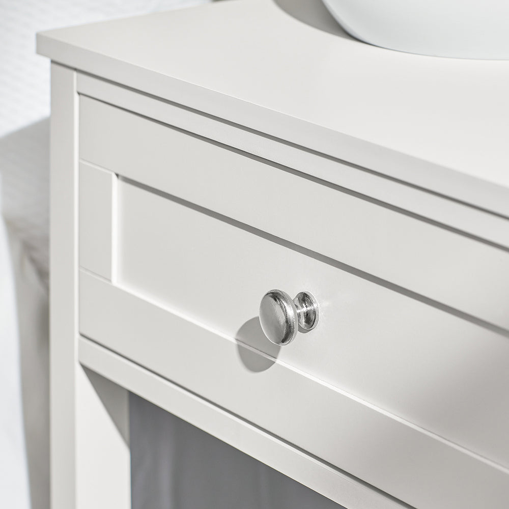 SoBuy FBT46-W Table de chevet - Blanc - 2 étagères - 1 tiroir - 45x68x30 cm