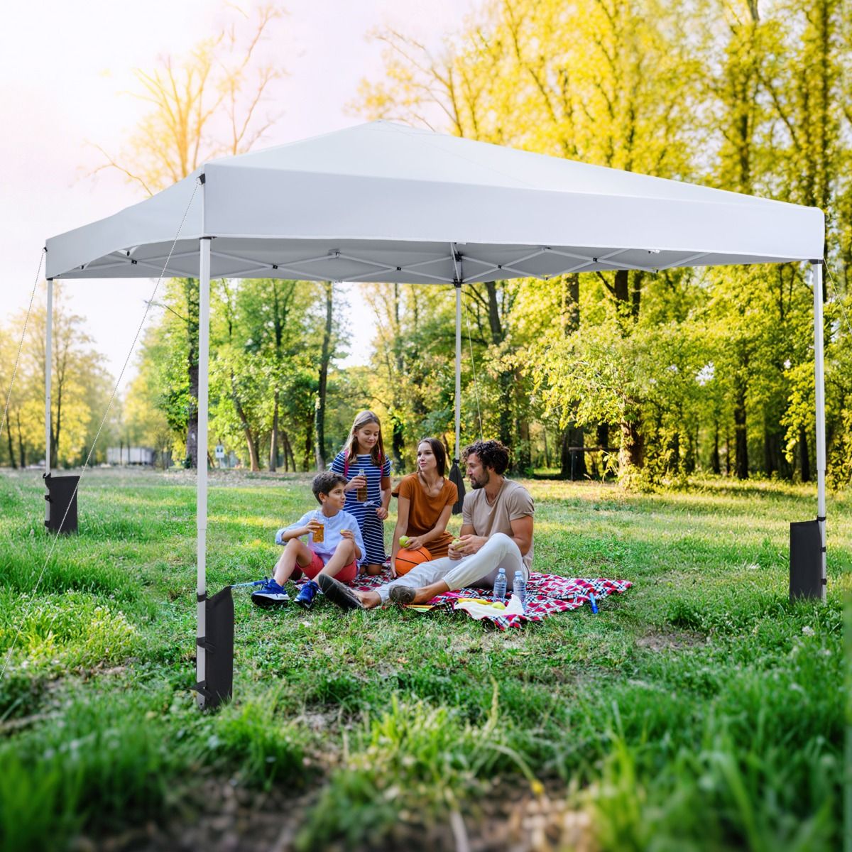 Pavillon de jardin éphémère Coast - hauteur réglable - tente de réception pliable - blanc 290 x 290 cm