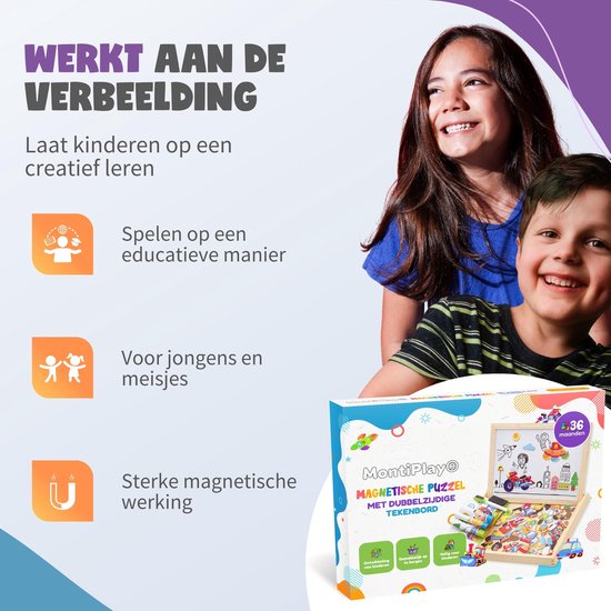 MontiPlay® Magnetic Toy Vehicles - Livre magnétique - Chalkboard Children - Magnetibook - Magnetic Toy - Drawing Board - Montessori - Sensory - Busy Board - Toy on the go - Toy for the car - Toy for travelling